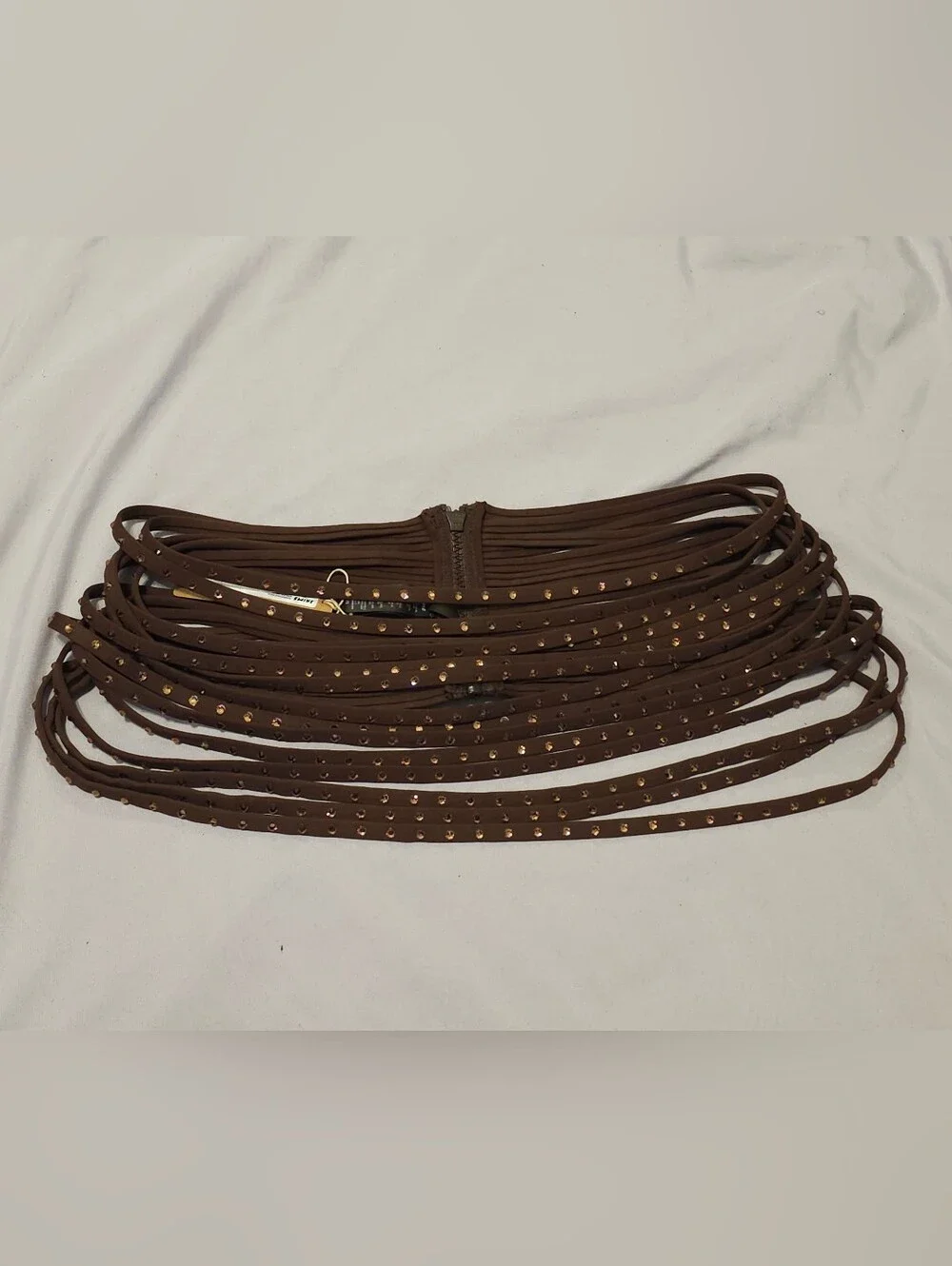 Skims Rhinestone Swim Strappy Skirt CU-SKT-3186 Cocoa Size Large New Defect